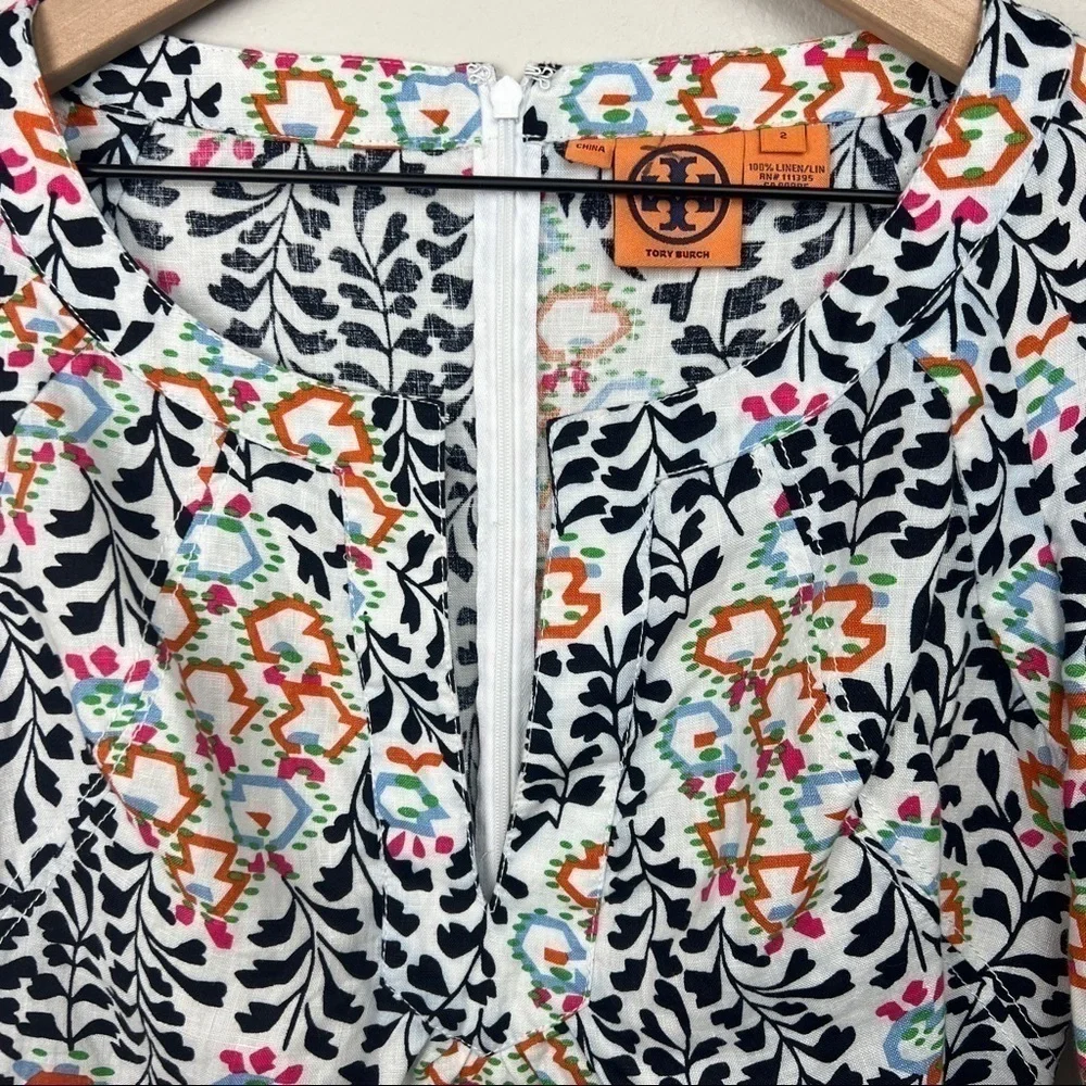 Tory Burch Alexiane Printed Tunic 100% Linen